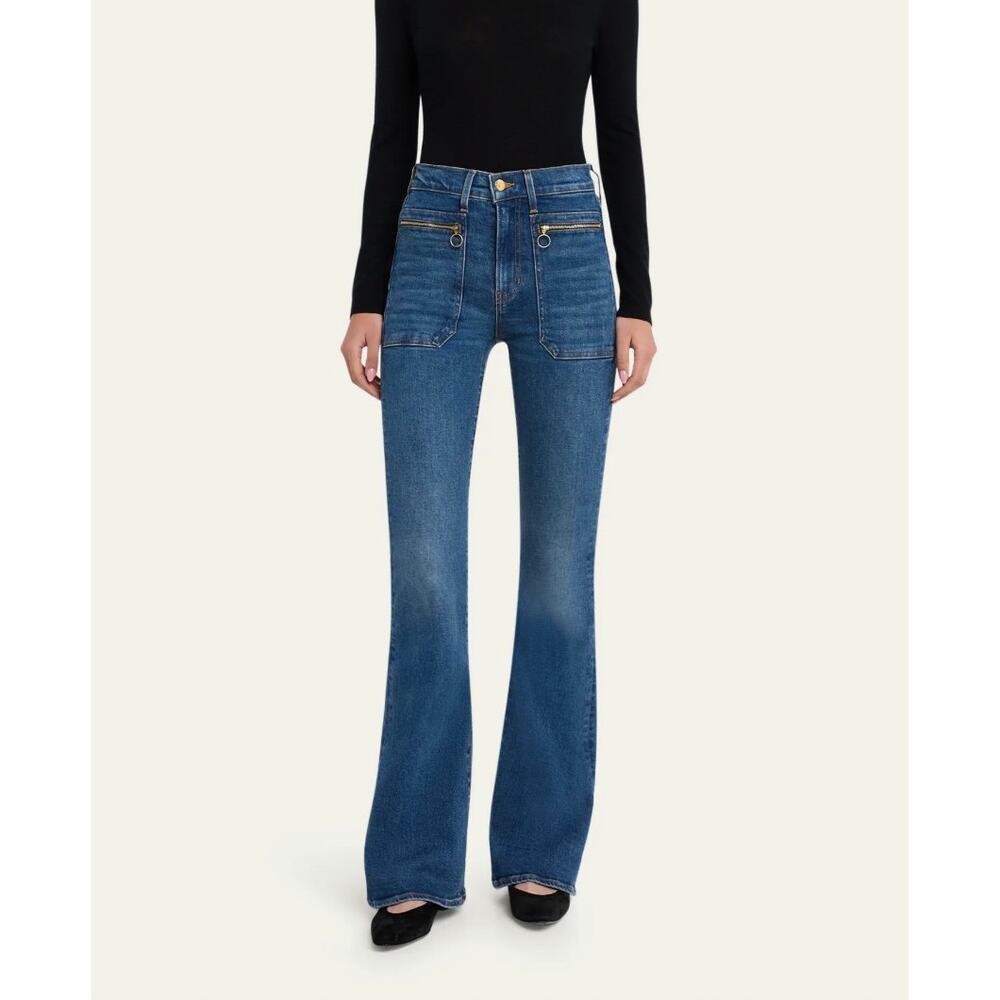 NWT Veronica Beard Beverly Jeans Size 28 New High Rise Skinny Flare Rebel Blue